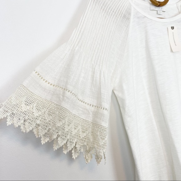 Anthropologie | Eri + Ali | Boho Lace Peasant Sleeve Top Size S - Picture 5 of 11